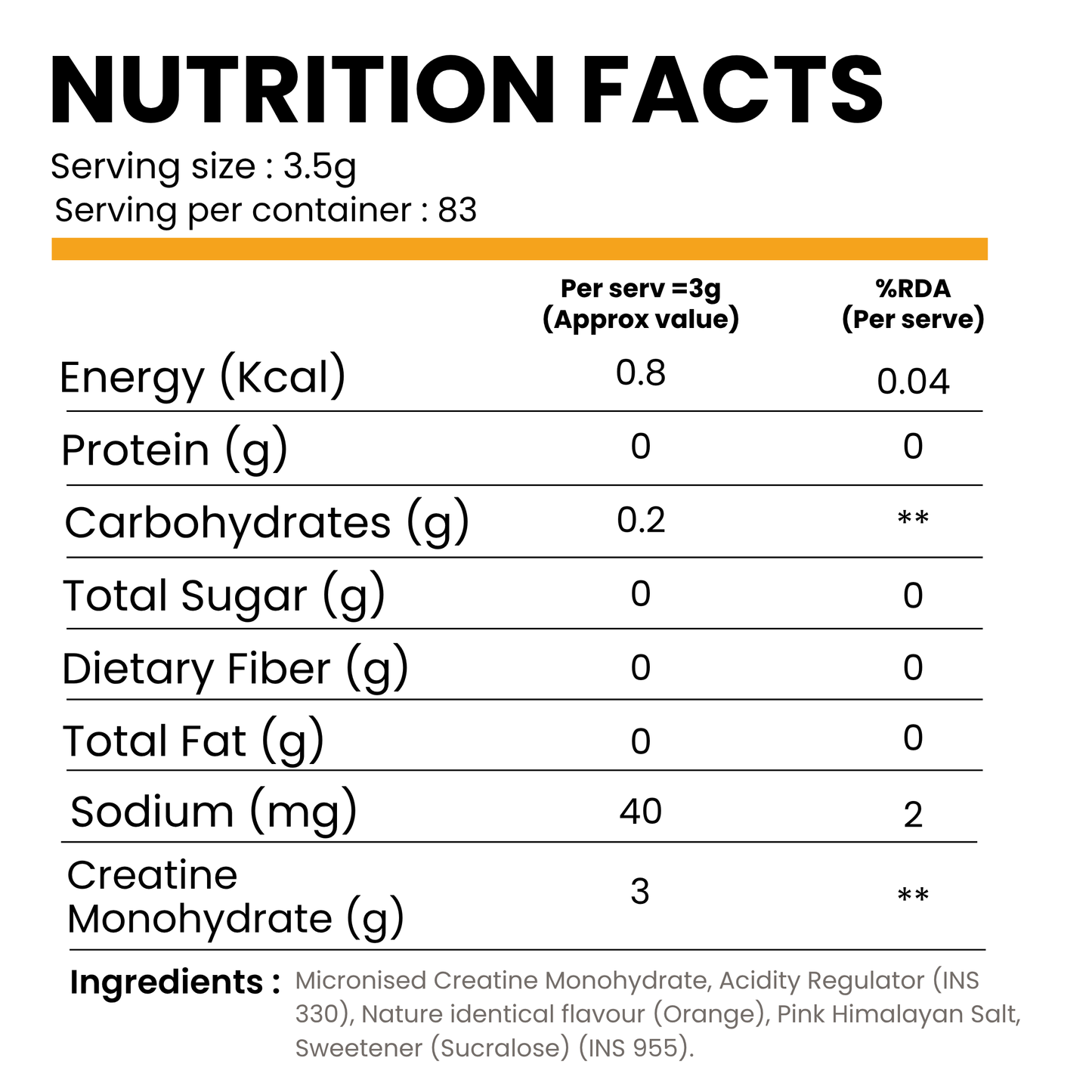CREATINE MONOHYDRATE ORANGE JUICE